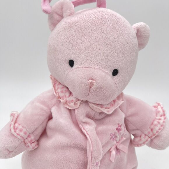 Carters Just One Year Musical Pull Pink Teddy Bear 10" Plush Lullaby Baby Crib - Picture 12 of 12